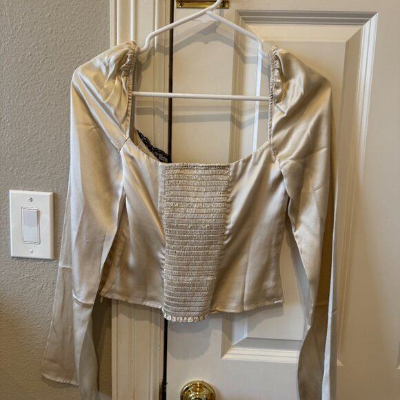 NWOT Reformation Rita Silk Top Cream - Picture 4 of 7